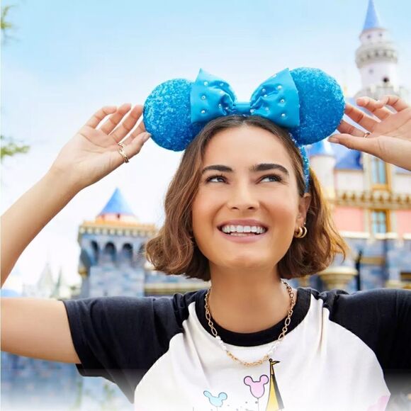 Minnie Mouse Sequin Ears Headband Aqua Blue Disney NWT main image 5